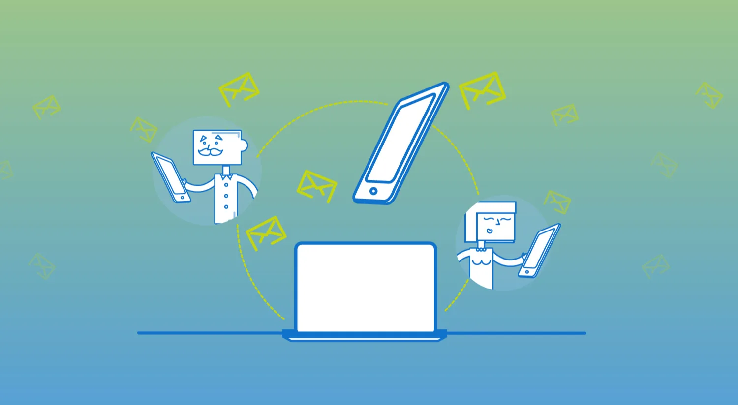 BeSMS – illustrazione: invio di messaggi da computer e smartphone
