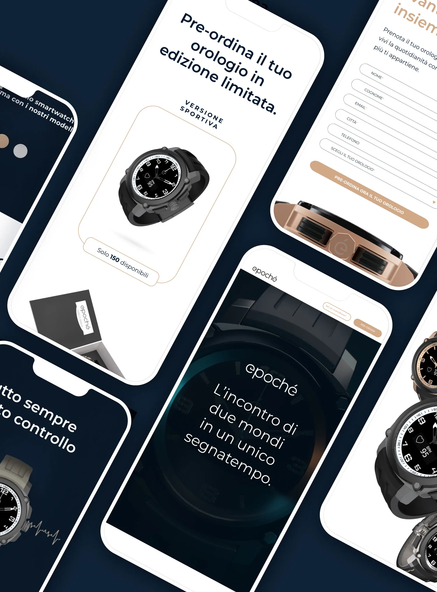 Epoché – schermate della landing page su smartphone