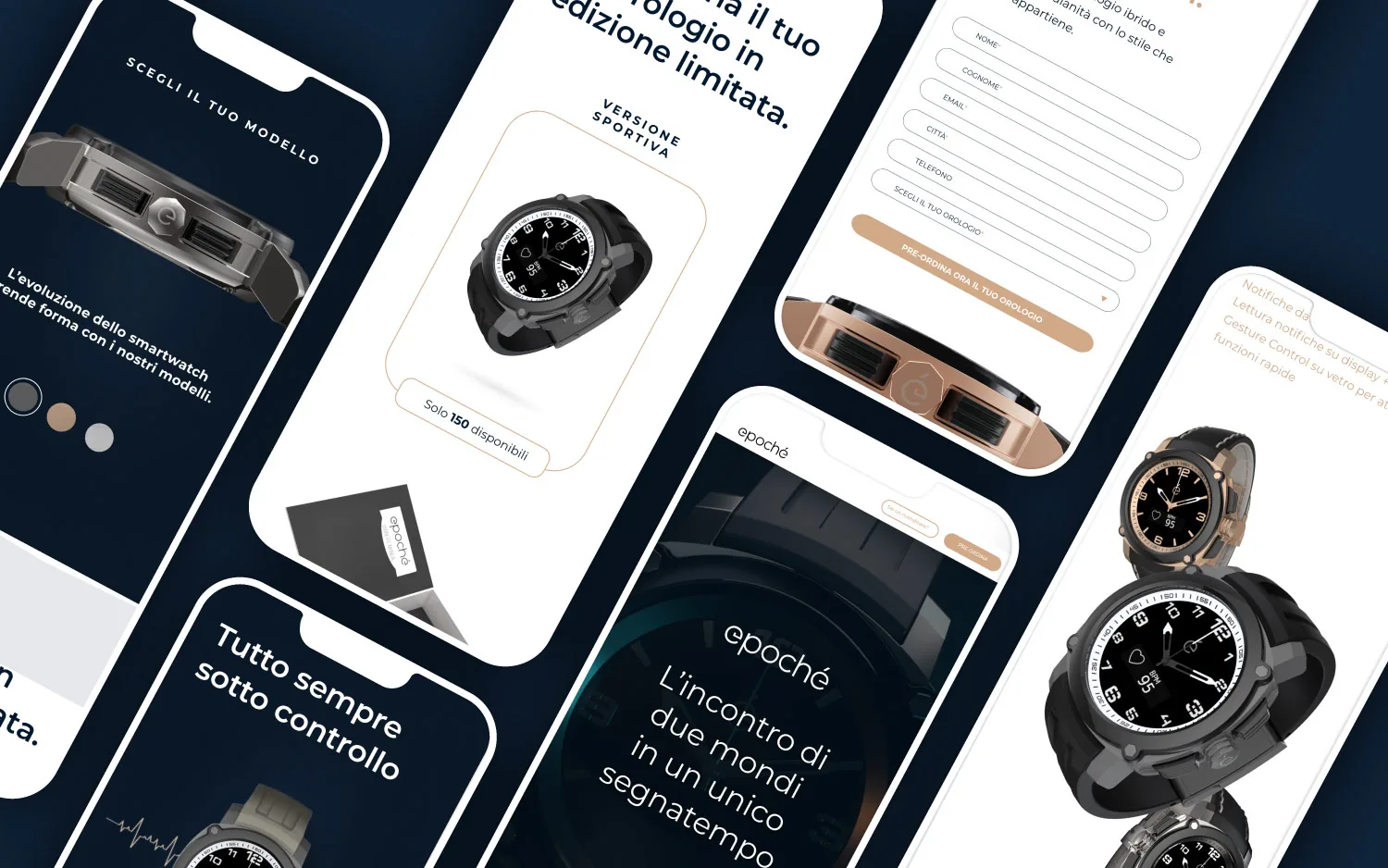 Epoché – schermate della landing page su smartphone