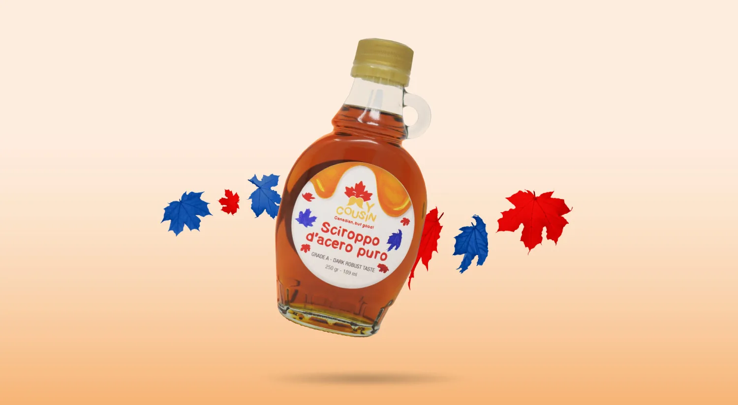 My Cousin – packaging della bottiglia di sciroppo d’acero